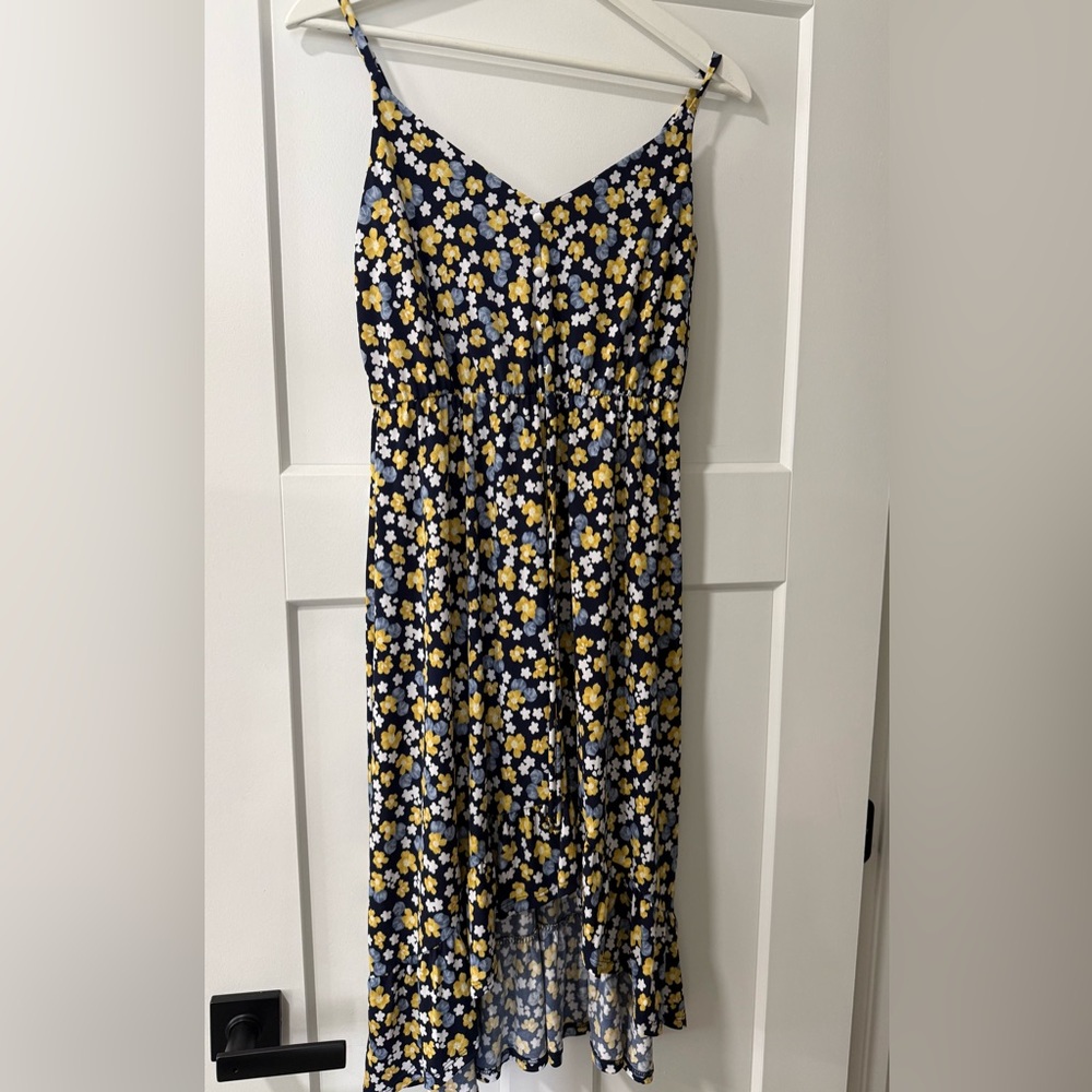 Kaileigh Navy Floral Maxi Skirt with Yellow & White Flowers